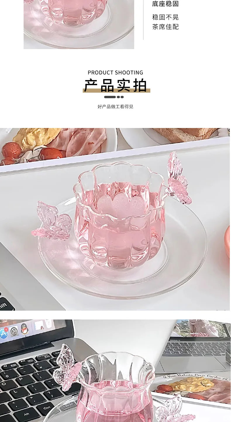 Glass Butterfly Cup Handmade Creative Transparent Tea Cup Heat-Resistant