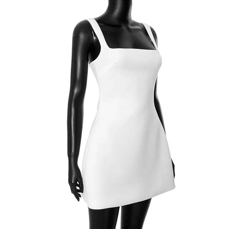 Waist Wrap Elegant A-line Dress Women Spaghetti Strap Mini Spring Summer Dress Backless Sexy Party Dress