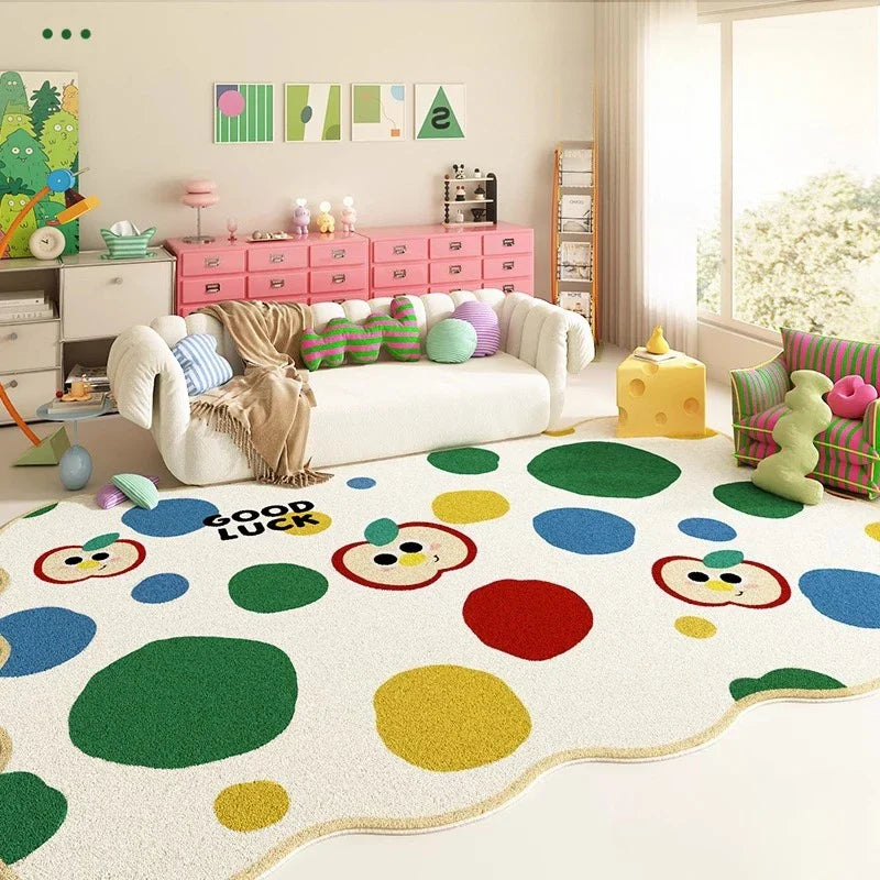 Cream Style Rugs Decoration Anti-slip Carpet Fluffy Soft Floor Mat Thick Plush Cloakroom Rug
