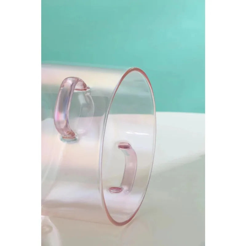 Pink Transparent Pot Heat Resistant Glass Dual Handles Nonstick Glass Saucepan With Cover Kitchen Cooking Tool Stock Pot