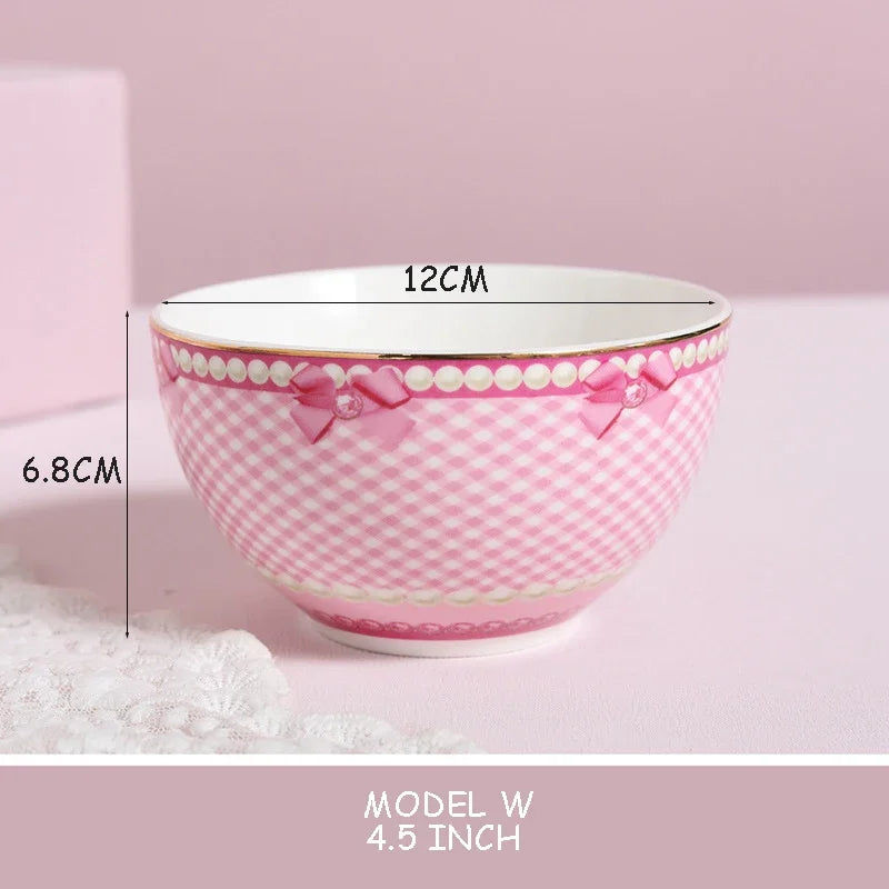 Pink Heart Shaped Dining Plate, Breakfast Tray, Ceramic Lace, Leopard Pattern Tableware, Afternoon Tea Salad Dessert