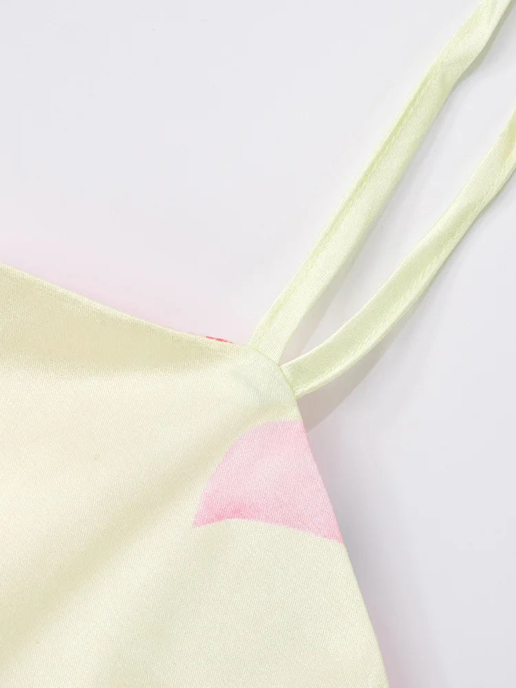 Halter Contrast Print Lace Up Fashion Slim Mini Dress A-line Dress