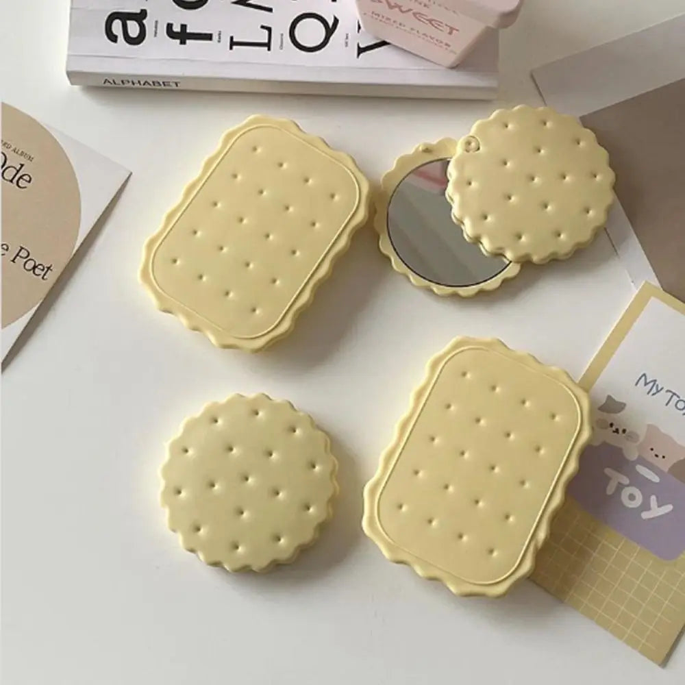 Cheese Biscuit Design Pocket Mirror Portable Foldable Mini Makeup Mirror