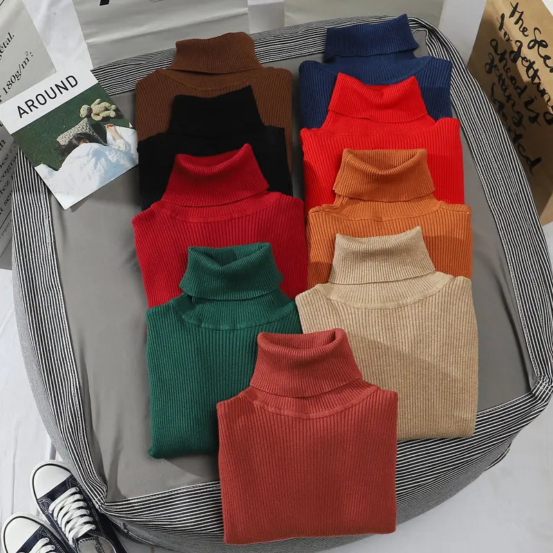 Women Fall Turtleneck Sweater Knitted Soft Pullovers Cashmere Jumpers Basic Soft Sweaters For Women Autumn Winter