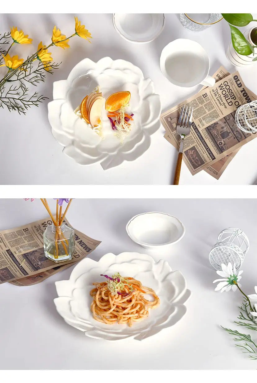 Lotus Flower Lace Cake Exquisite Dessert Plate