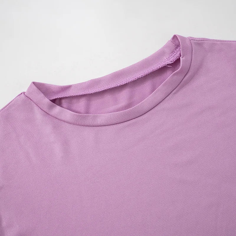 Casual Women 2 Piece Set Tracksuit Shorts Sleeve Crop Tops+Silky Leggings Matching