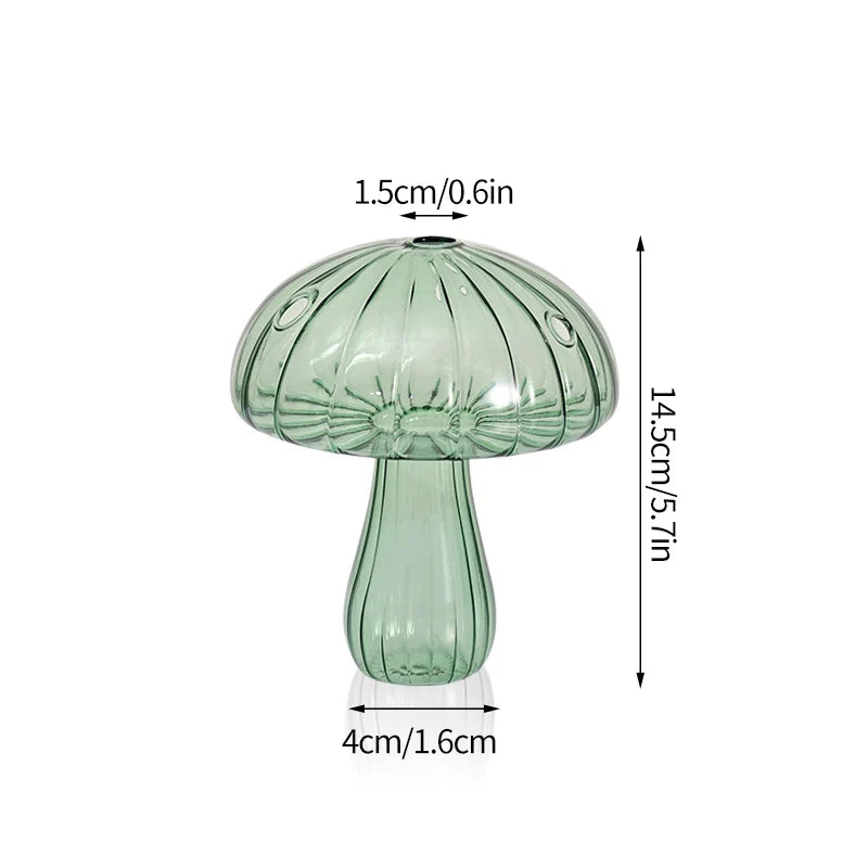 Mushroom Glass Vase Transparent Flower Pot Hydroponic Flower Bottle Jelly Color Plant Pots Aromatherapy Bottle Desktop Decor