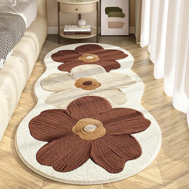 Irregular Flower Bedside Non-slip Super Absorbent Cashmere Carpet
