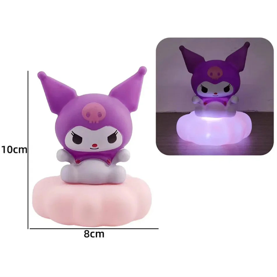 Kawaii Sanrios Night Light Enamel Cloud Cartoon Kuromi Cinnamoroll Pochacco Small Table Light Illuminating Decoration