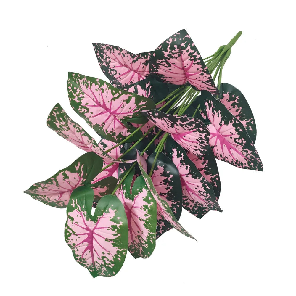 Pink Leaf Potted Plants Fake Artificial Plants Decoration Artificial Flower Simulation Ornament For Home Decor Party Wedding Dec