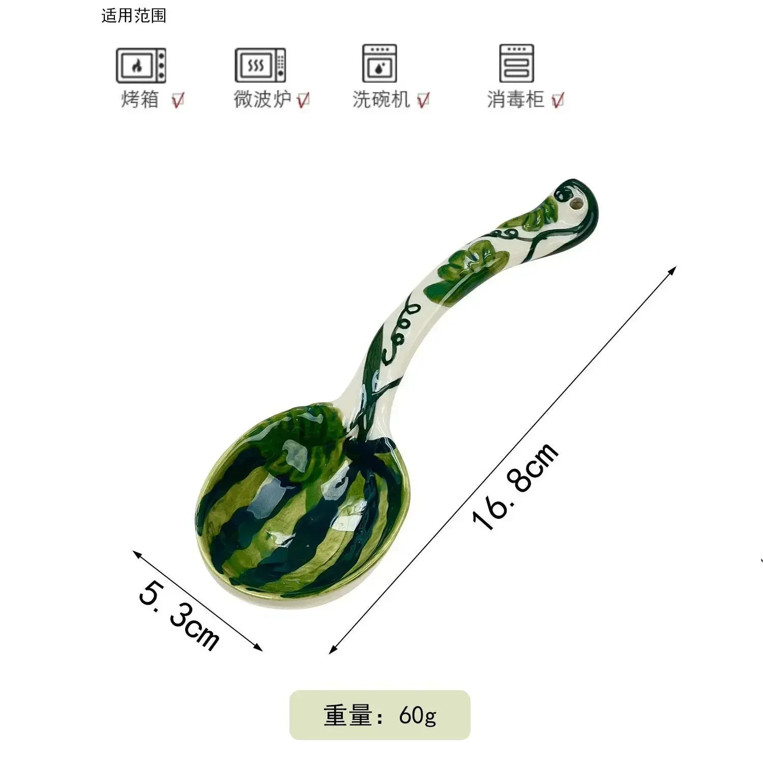 Strawberry Ceramic Spoon, Watermelon Panda Underglaze Household Cute Long Handle Children Eat Dessert Spoons Tableware