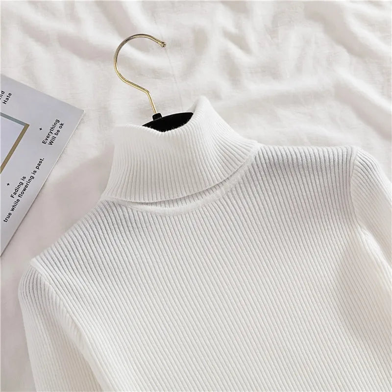Women Fall Turtleneck Sweater Knitted Soft Pullovers Cashmere Jumpers Basic Soft Sweaters For Women Autumn Winter