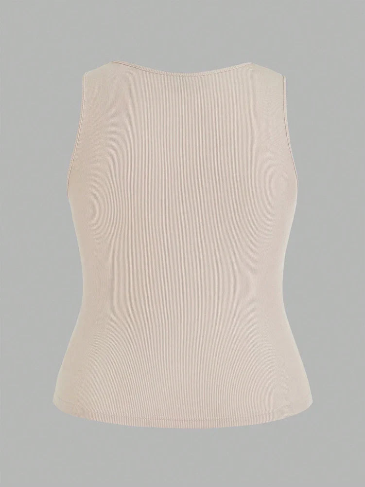 Plus Size Short Tank Top Women's Set Short Top, Sleeveless Short Top, Set of 3, Ribbed Knit Short Top, Black, White, Brown