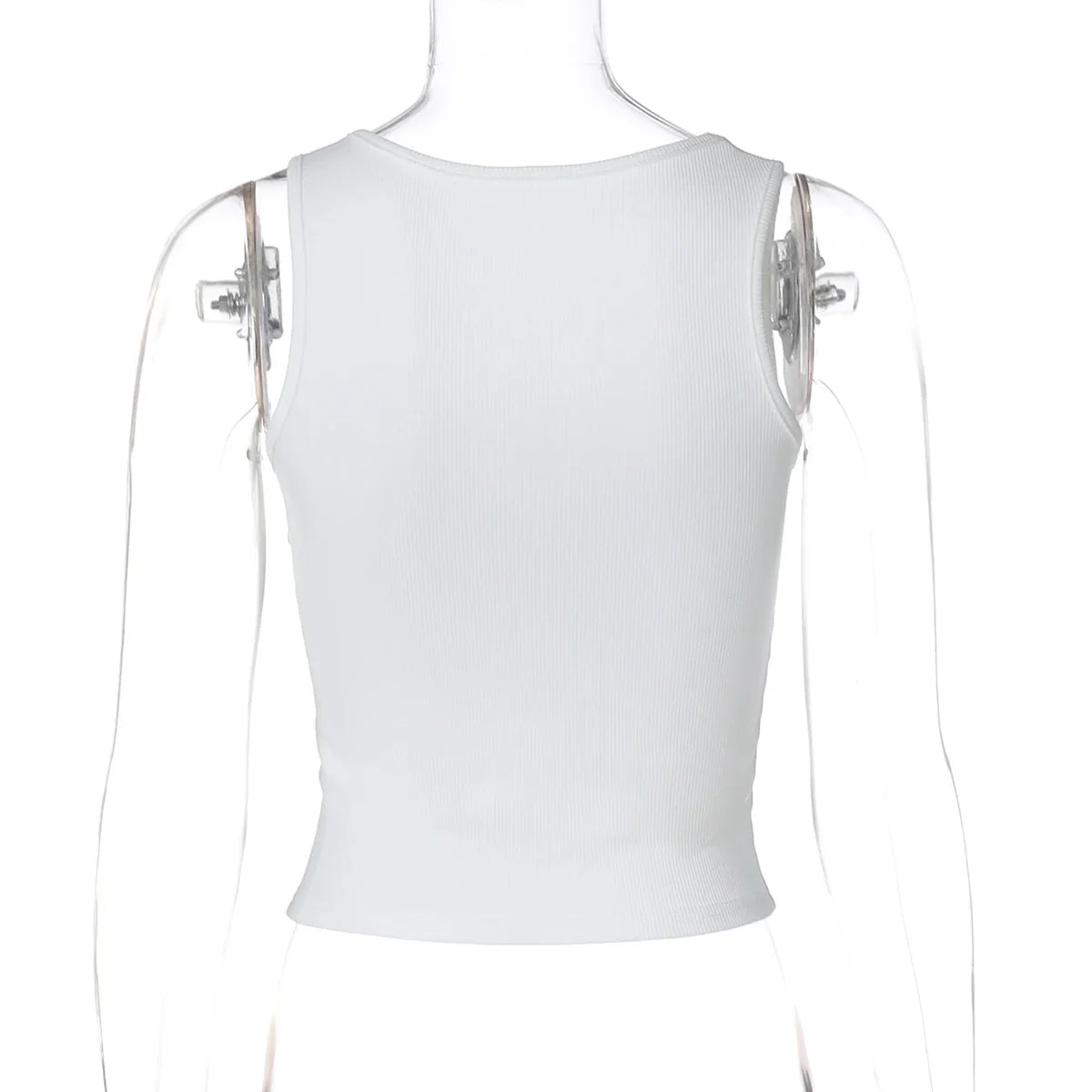 Ribbed Sleeveless Water Droplets Diamond Decorated Tank Sexy Casual Bodycon Top Party Club Streetwear Spring Summer