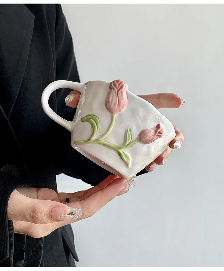 Exquisite Tulip Ceramic Plate High Appearance French Tableware