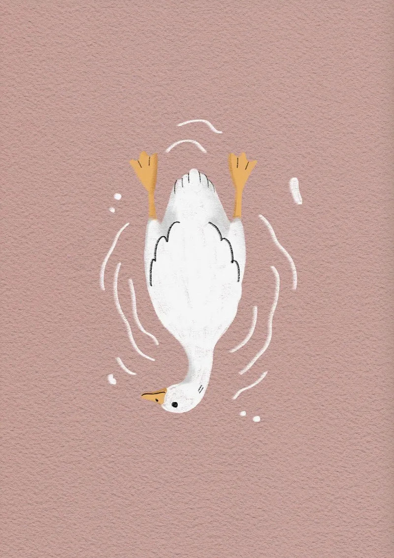 Set of 6 Cartoon Animals Powder Pink Goose Poster Print Wall Art Pictures Canvas Painting Living Room Bedroom Home Decor