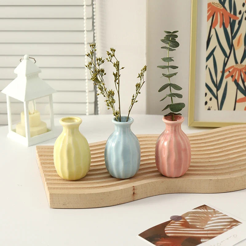 Mini Aesthetic Flower Vases Ceramics Vase Flower Arrangement - Flower Bottle Desktop Ceramic Plant Pot Home Decor