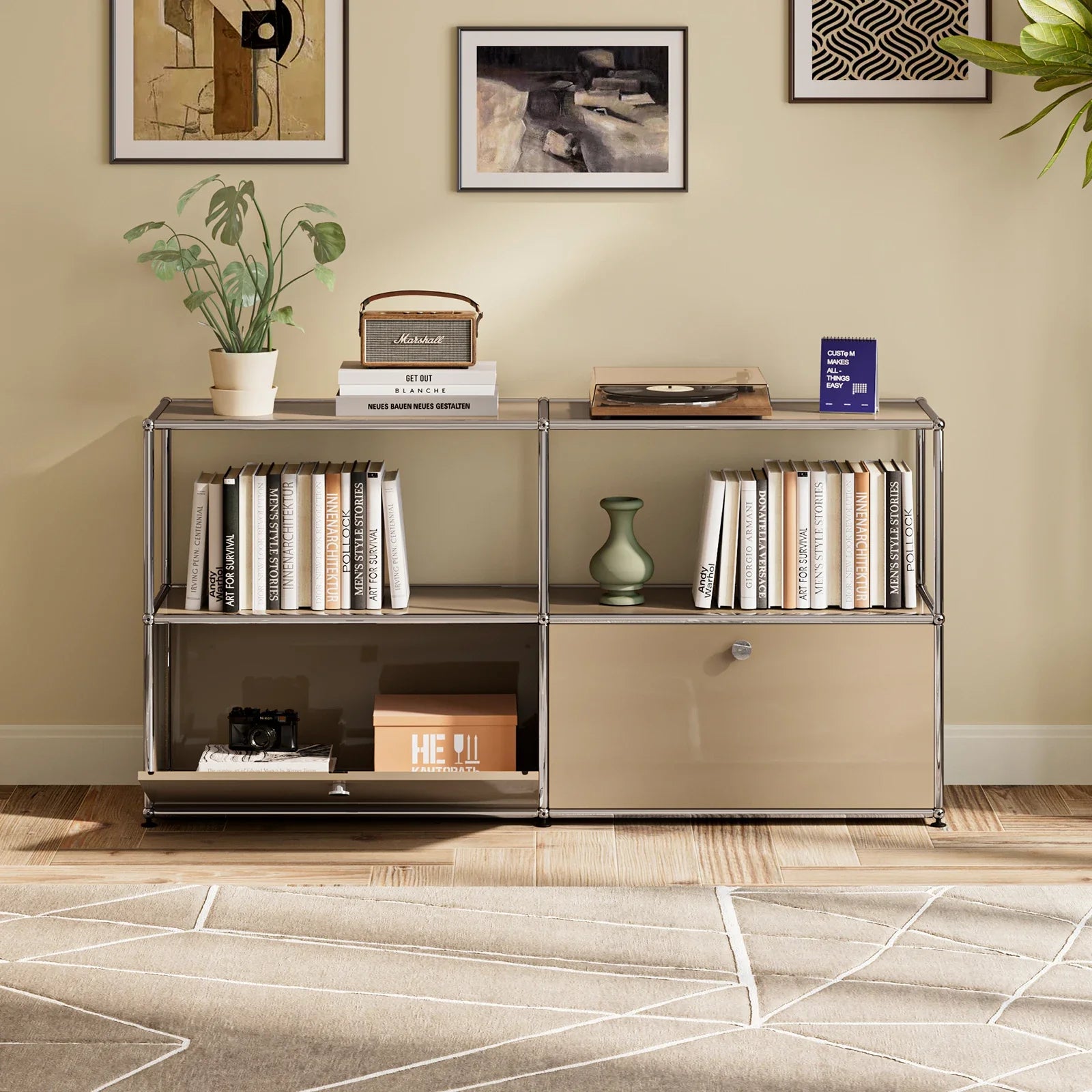 Storage Cabinet Module Furniture Haller Storage Shelf Sideboard Living Room Furniture Bed Side TableNight Stand Cabinet Home Use