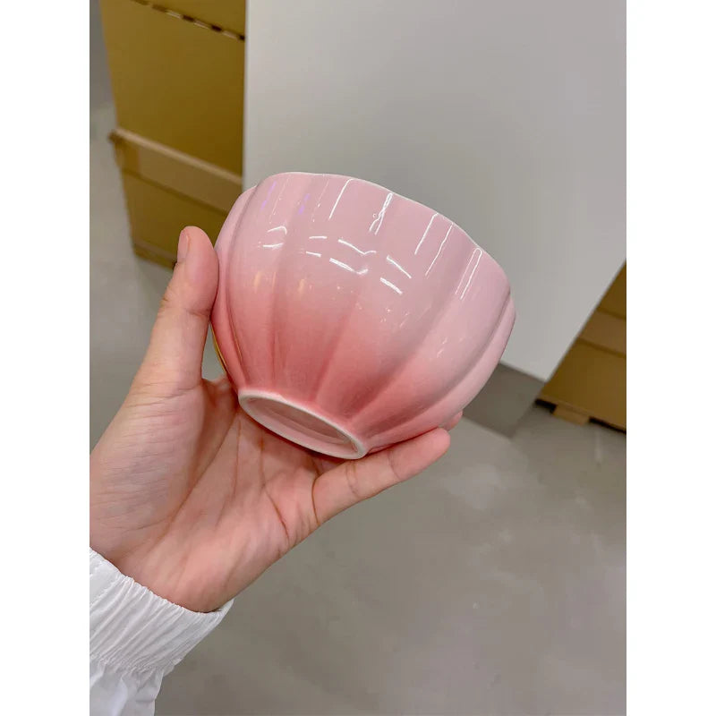 French Style Ceramic Plate Gradient Floral Shape Porcelain Dinnerware