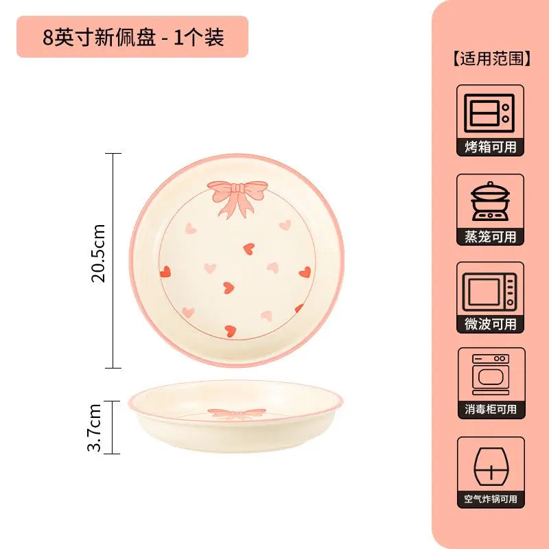 Ceramic Lovely Bow Wave Lace Ceramic Heart Plate