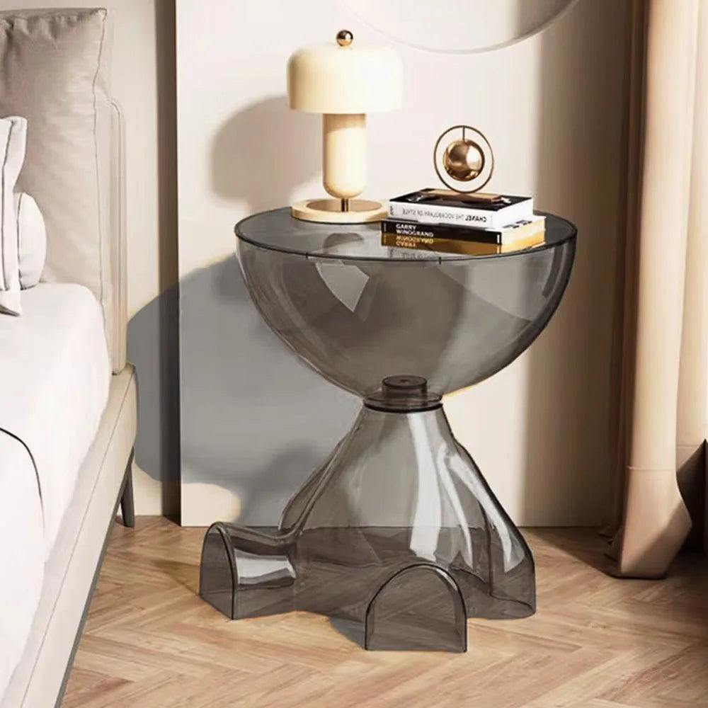 Transparent Advanced Small flat head coffee table cream style, home living room sofa side table table, round side table