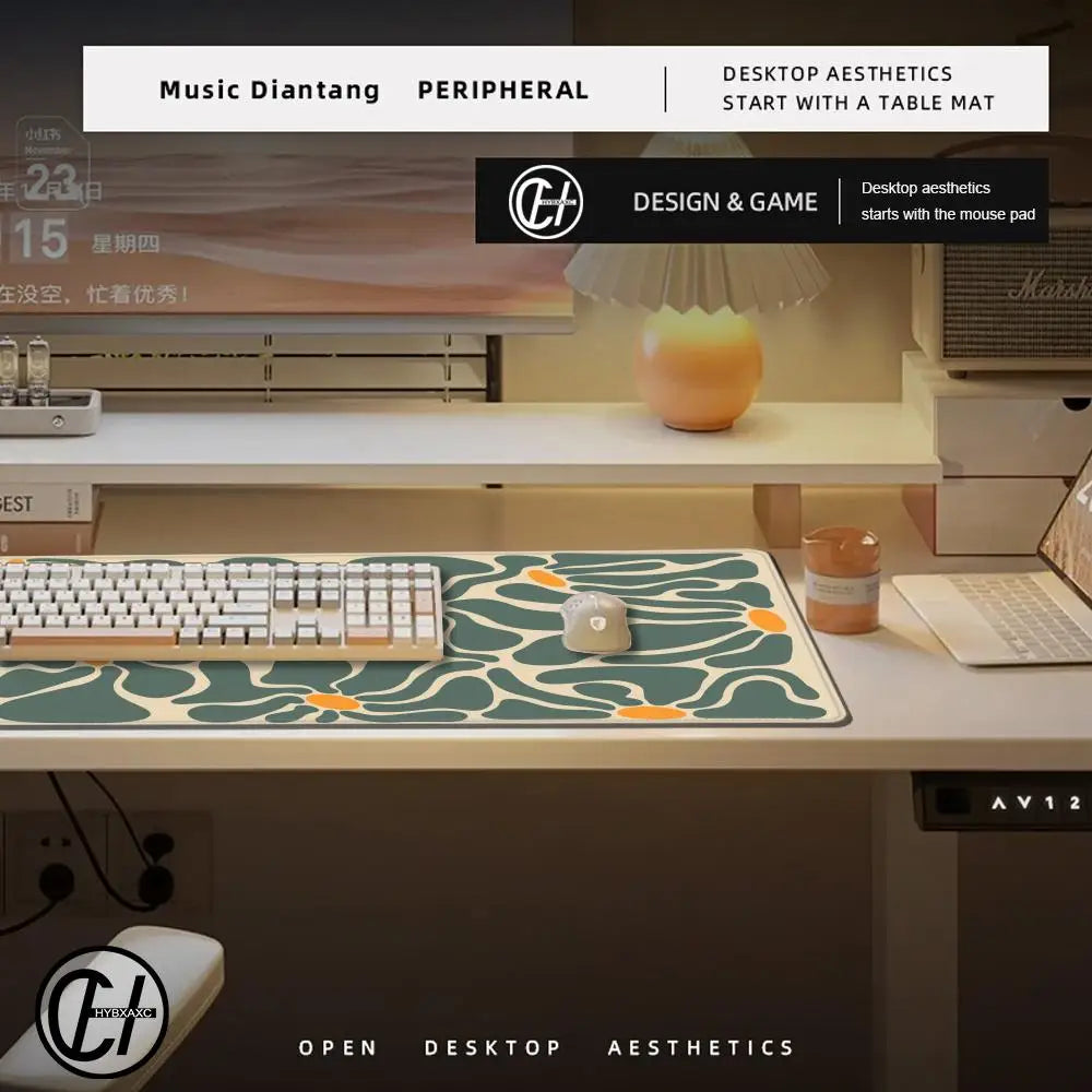 Large Computer Mouse Pad Pink Abstract Flower Office Desk Mat Game Player Desktop Accessories Keyboard Protection Pad