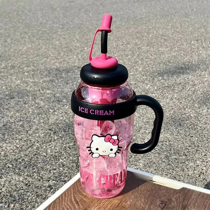 Sanrio Water Cup Hello Kitty  Anime Straw Cup Cartoon Cute Large Capacity Outdoor Activities Portable Tea Separation | 1300ML