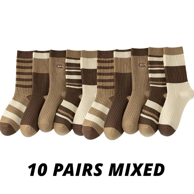 Pairs Lot Socks for Women Ruffle Middle Tube Ankle Short Breathable Black White Set Spring Autumn