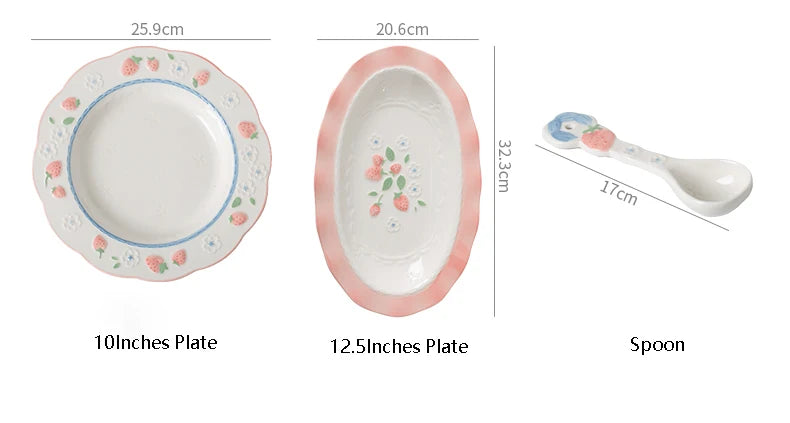 Cute Strawberry Ceramic Porcelain Tableware