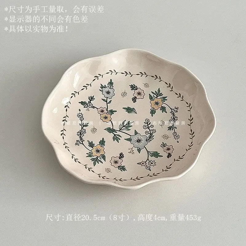 Ceramic Floral Bowl Plate Set