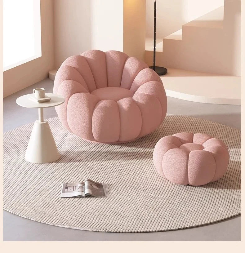 Lamb Fleece Pumpkin Sofa Chair Household Bedroom Lazy Lounge Chair Minimalist Modern Living Room