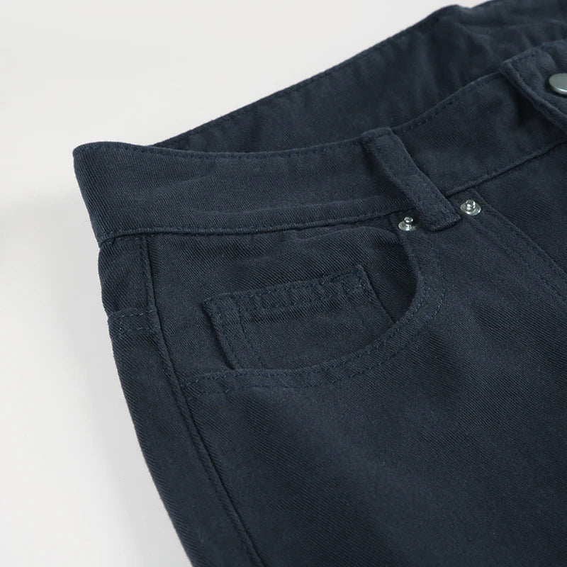 Casual Loose Rivet Jeans Wide Leg Pants Basic Low-Waisted Straight Pants Streetwear
