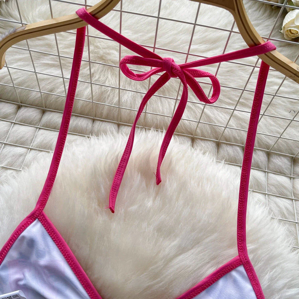 Leopard Bikini Hotsweet Three Piece Set Halter Bra+Slim Shorts+Mini Briefs Women Lace-Up Backless Sexy Suits