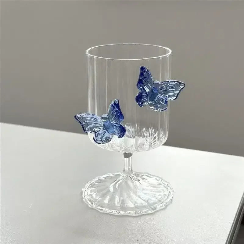 Original High Legged Glass Cup Butterfly Glassware Aesthetic Cup