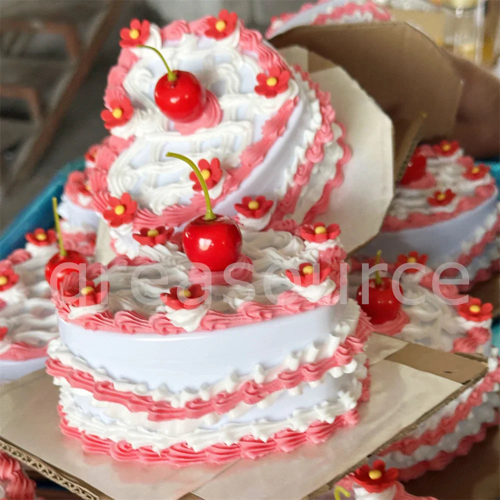 Lifelike Strawberry Cream Design Vibrant Pink Box Themed Photoshoots Jewelry Gifts Props Fake Cake Trinket Case Sweet Style