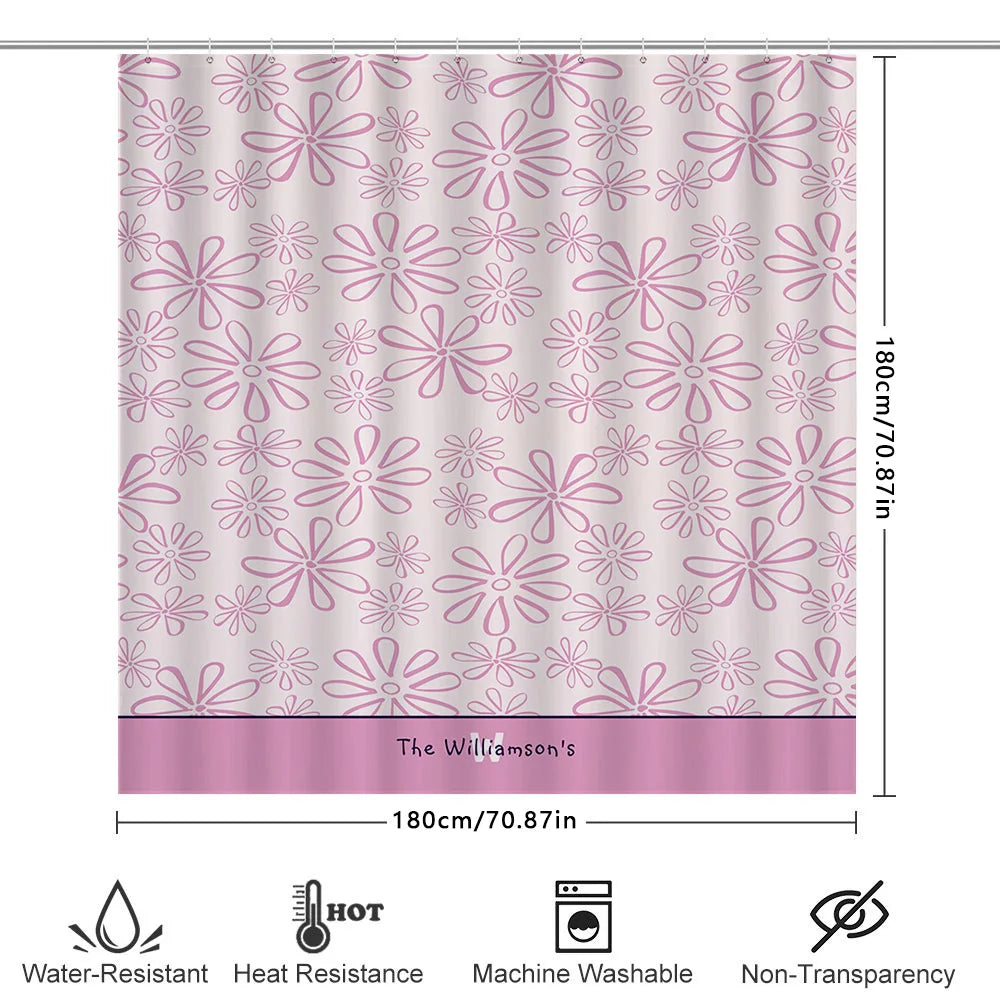 Pink Flower Shower Curtain