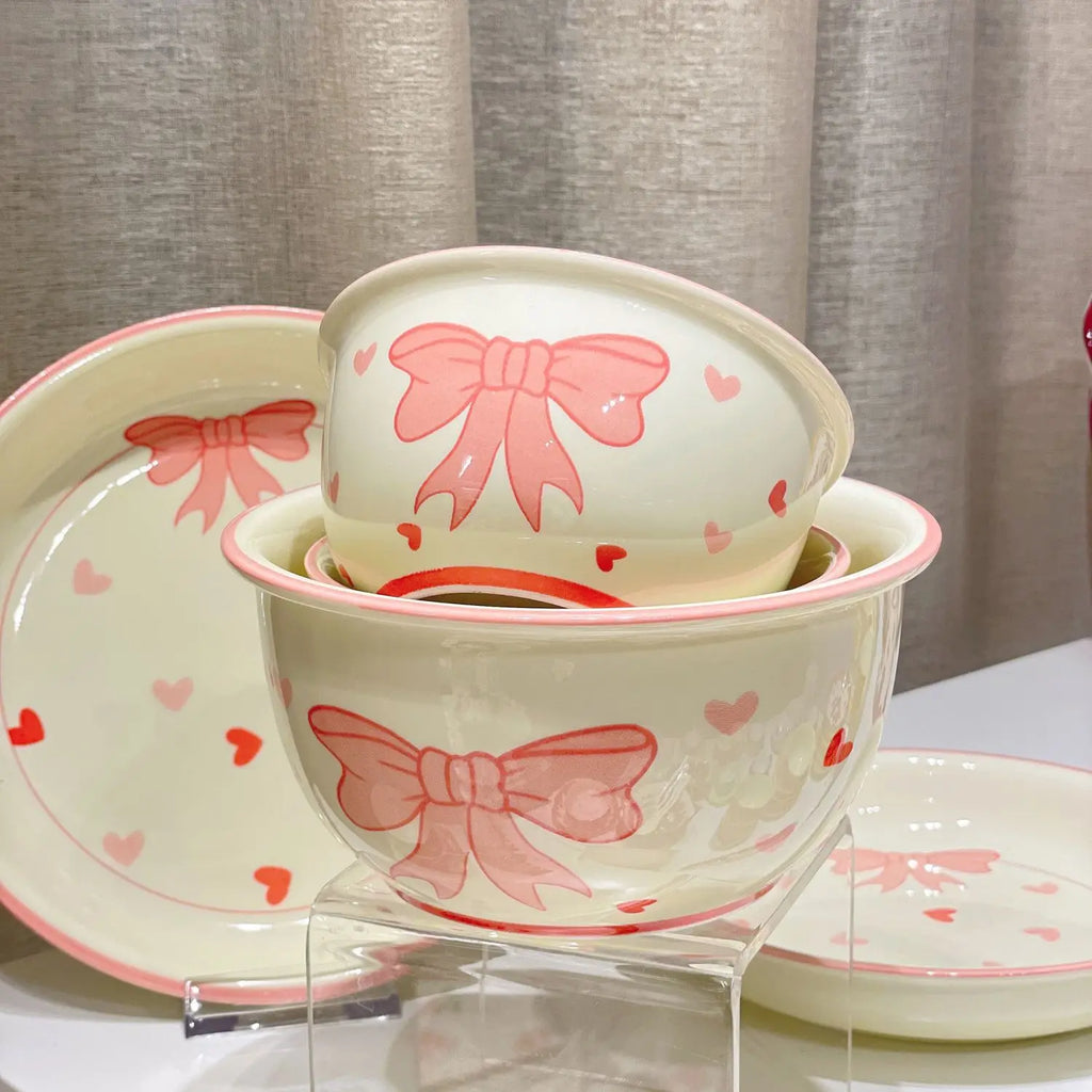 Ceramic Lovely Bow Wave Lace Ceramic Heart Plate