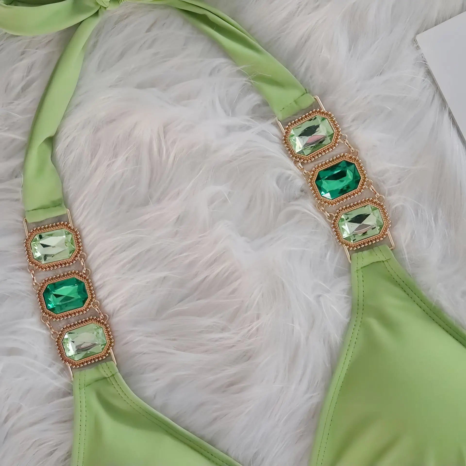 Sexy Rhinestone Bikini Set Women Luxury Pink Crystal Diamond Push Up Bandage Thong Swimsuit