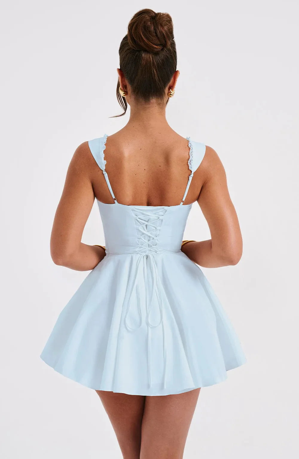 Sleeveless Lace Splicing Spice Slip Dress Slim Backless Ballet Pompadour Dress V-neck High-waisted Mini Dress