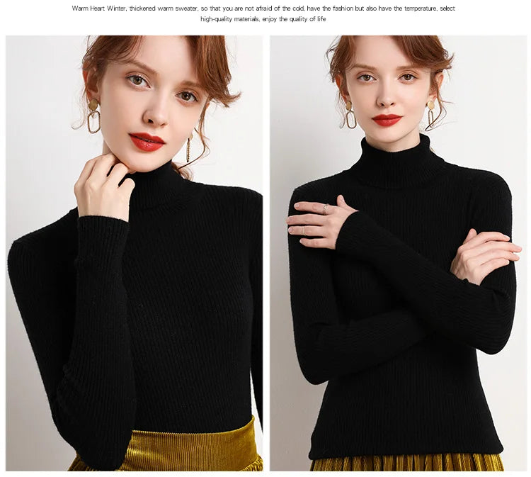 Women Fall Turtleneck Sweater Knitted Soft Pullovers Cashmere Jumpers Basic Soft Sweaters For Women Autumn Winter
