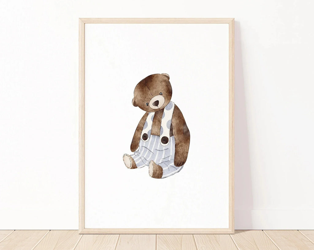 Pink Ballet Dancer Bear  Cute Teddy Bear Canvas Painting Minimalist Wall Art