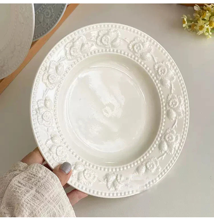 Round Porcelain Dinnerware Dessert Cake Afternoon Tea Fruit Plates