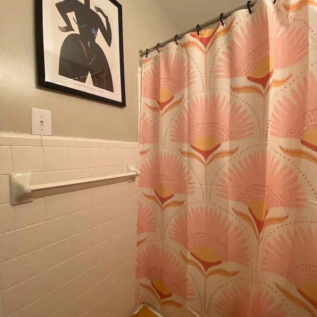 Vintage Pink Art Floral Pattern Shower Curtain