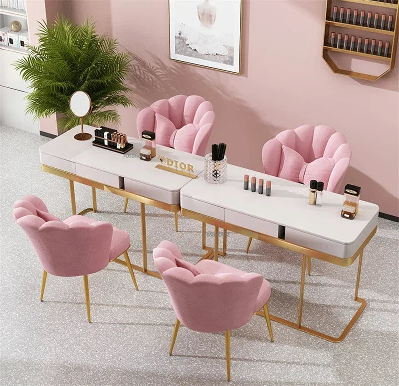 Minimalist Backrest Chair Makeup Stool Vanity Cute Light Luxury Dressing Table Modern Furniture