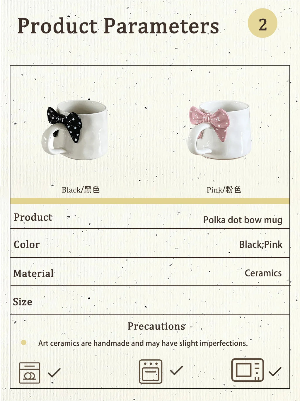 Polka Dot Creative Bow Handle Ceramic Mug