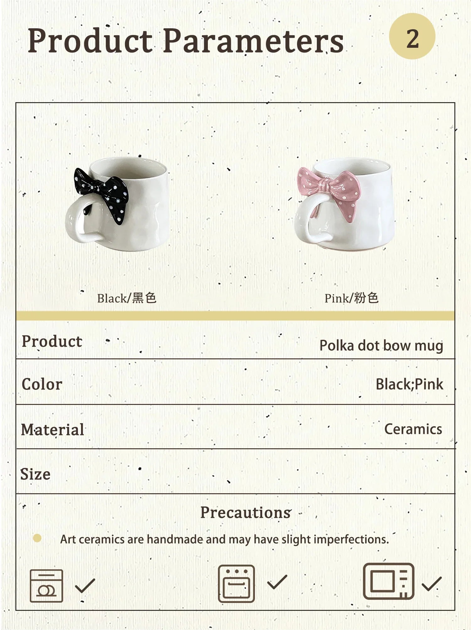 Polka Dot Creative Bow Handle Ceramic Mug