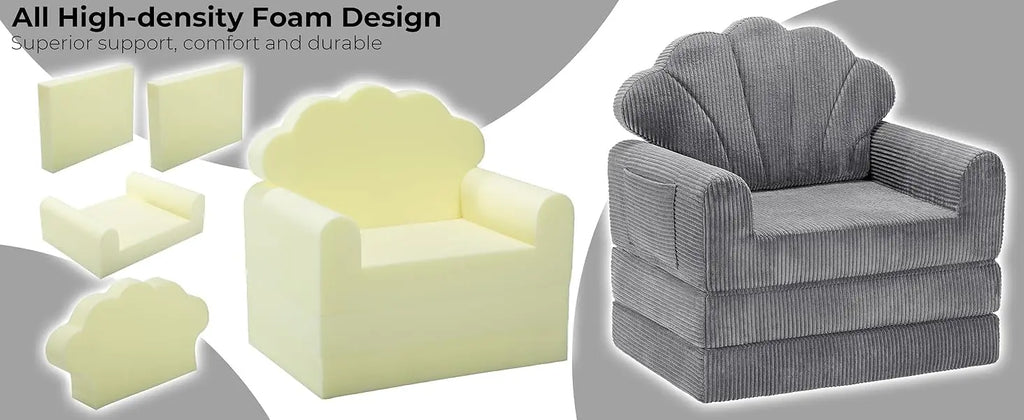 Folding Sofa Bed, Convertible Sleeper Chair Bed with Armrest/Back Support, Comfy Floor Sofa Futon Couch Lounge Foldable Mattress