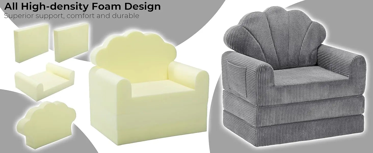 Folding Sofa Bed, Convertible Sleeper Chair Bed with Armrest/Back Support, Comfy Floor Sofa Futon Couch Lounge Foldable Mattress