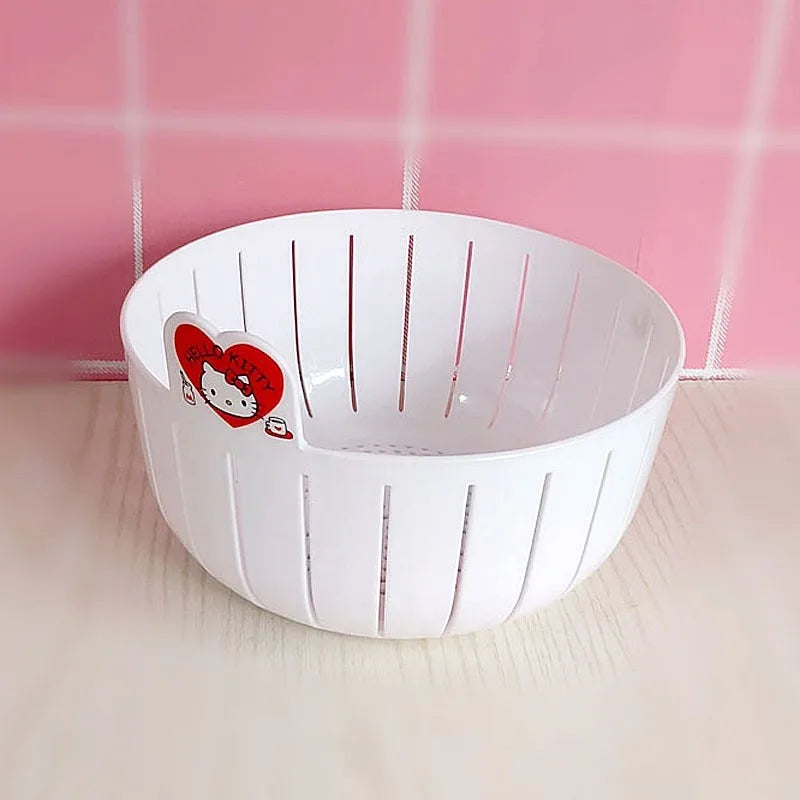 Multifunction Kitchen Fruit Plate Household Vegetable Basket New Kt Cat Water Fruit Basket Double Layer Vegetable Washing Basin