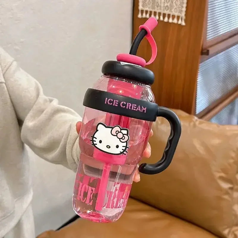 Sanrio Water Cup Hello Kitty  Anime Straw Cup Cartoon Cute Large Capacity Outdoor Activities Portable Tea Separation | 1300ML